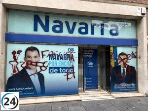 Ataque de vandalismo en la sede del PP en Pamplona: pintadas los tildan de 'fascistas'
