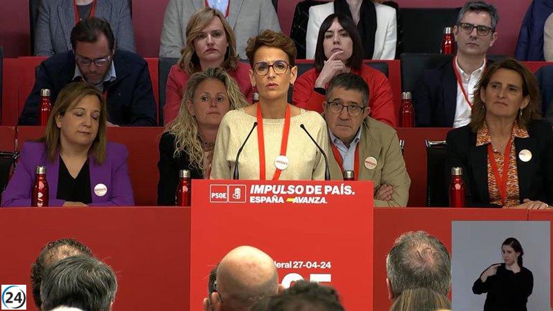 Chivite respalda a Pedro Sánchez y alerta sobre la crisis democrática en España.