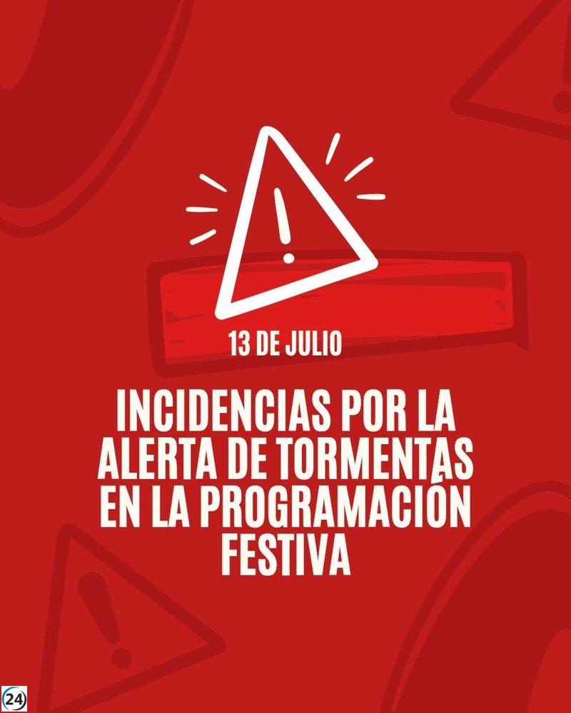 El Ayuntamiento cancela eventos vespertinos por alerta de tormentas.