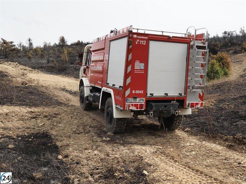 Incendio forestal en Urraúl Alto, sofocado tras su inicio el sábado.