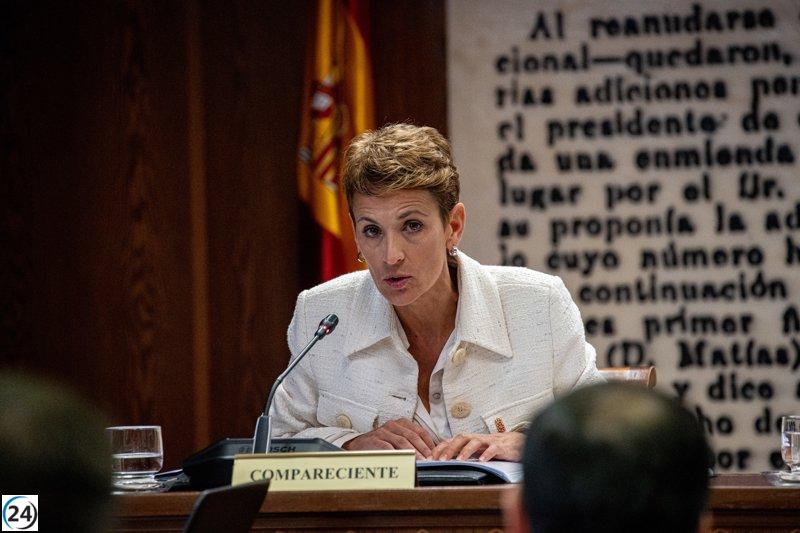 Chivite sostiene su integridad y denuncia al PP por transformar la 'comisión Koldo' en un espectáculo teatral.