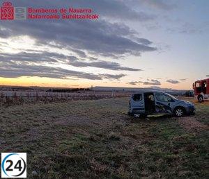 Cinco mujeres resultan heridas en un accidente con vuelco en Murchante.