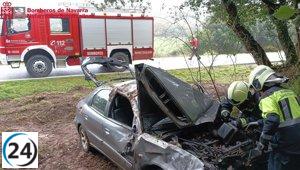 Accidente en el Valle de Yerri: leve herida tras vuelco del vehículo.